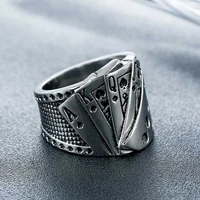 fashion alloy magician playing card rings for men party banquet vintage steam punk rings jewelry gifts