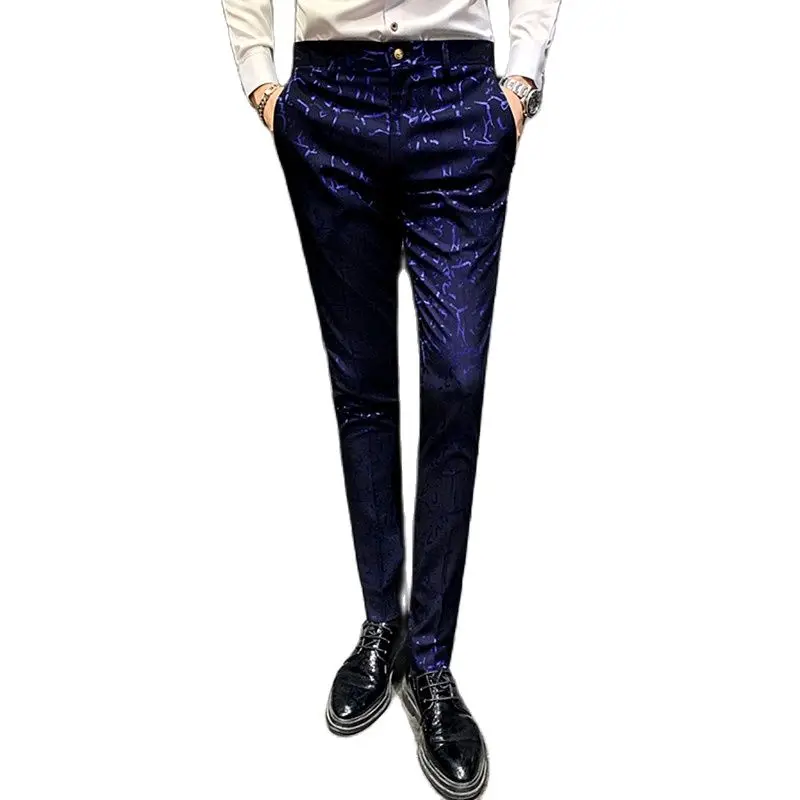 Брюки мужские костюмные в синюю полоску классические штаны для