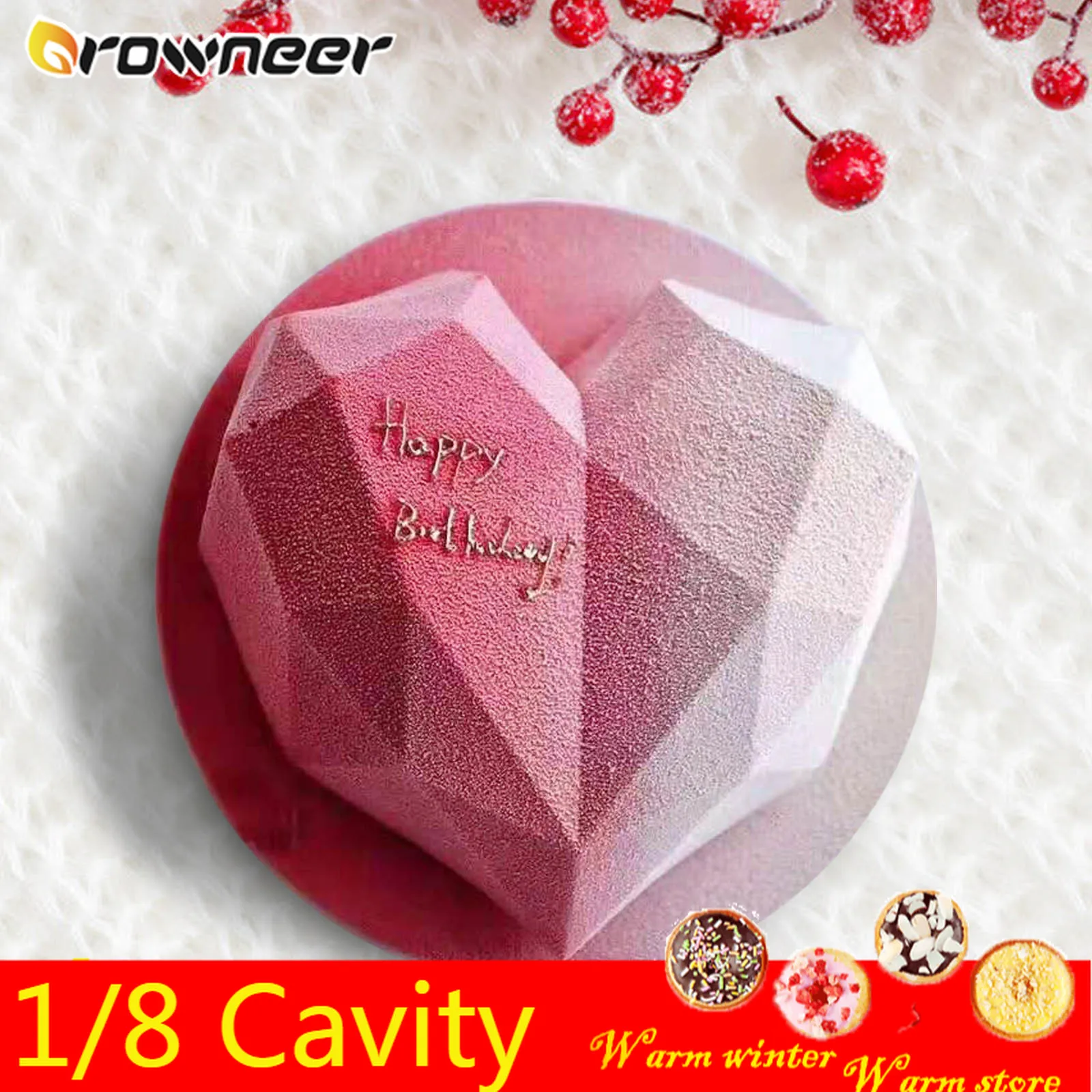 1/8 полость 3D Diamond Love форма в виде сердца силиконовый инструмент для выпечки