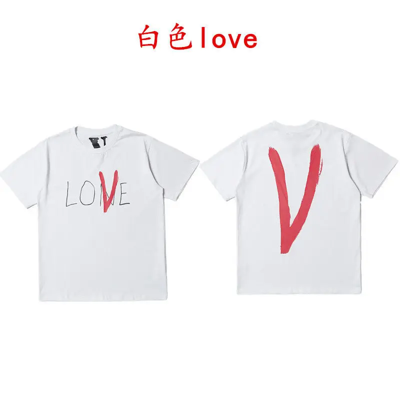 

LOVE letters printed cotton round collar short sleeve T-shirt for men and women sweethearts outfit