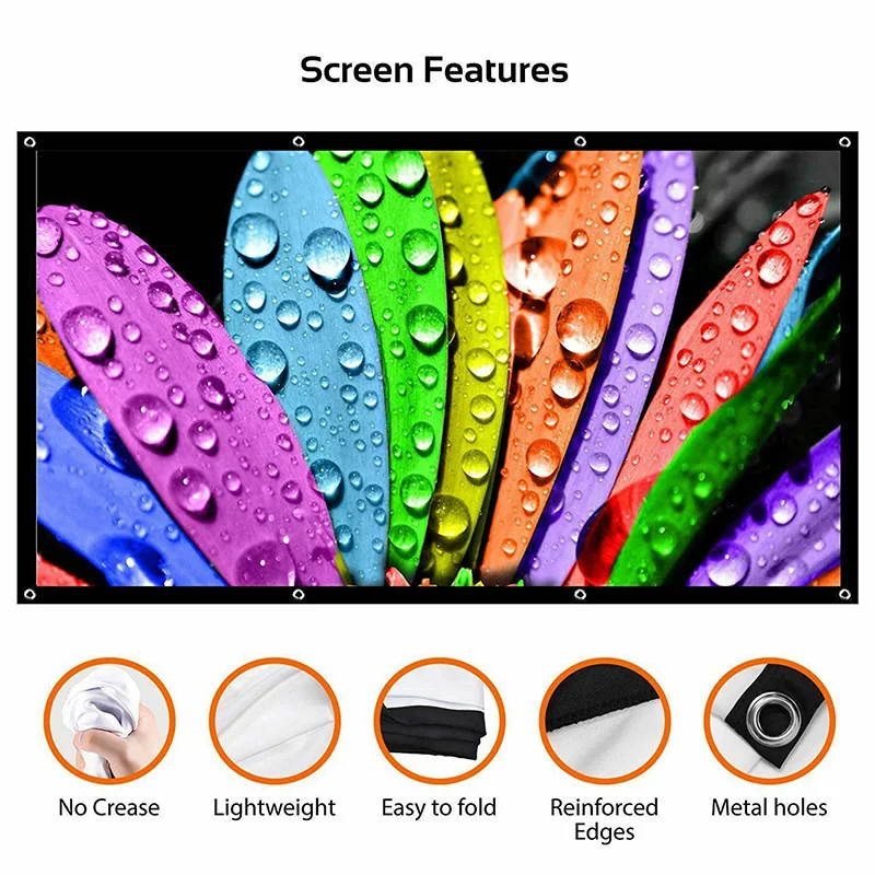 

2 Pcs Projector Projection Screen Portable Foldable 16:9 120 Inch for Home Office @M23