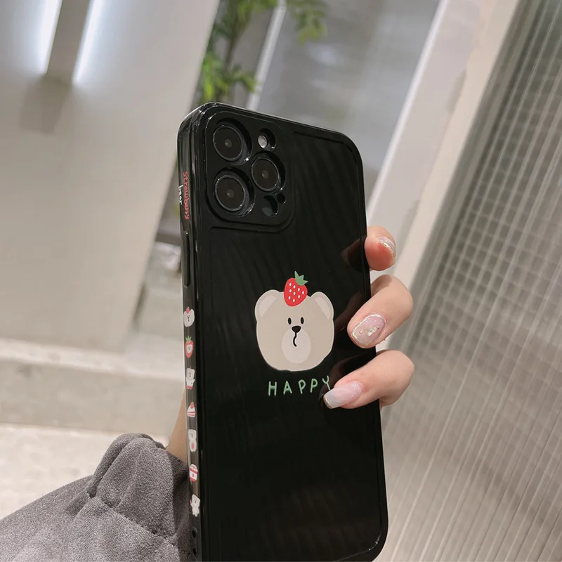 

Strawberry Bear mobile phone case is suitable for iPhone11 12Pro Max mini X XR XSMax 8 7PluS anti-fall protective back cover