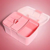 portable 2 tier table storage box plastic scissors toiletry organizer jewelry nail polish pen container accessories case