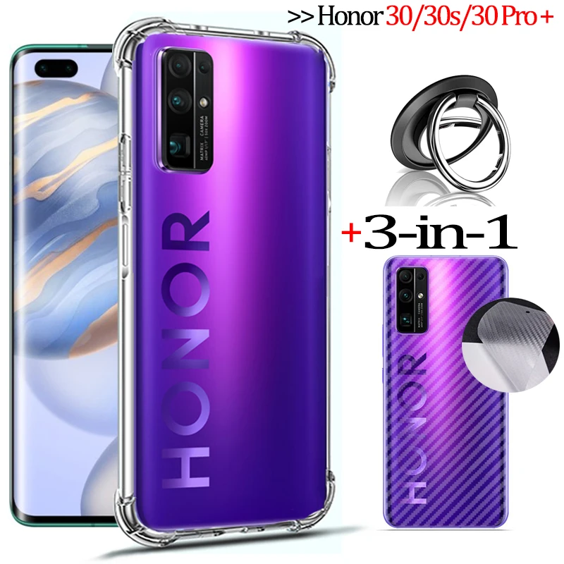 3 в 1 ТПУ чехол+задняя пленка для Honor 30 S чехлы на телефон Honor30S Pro+ хонор про с чехол