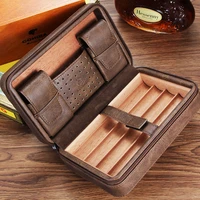 galiner travel cigar case leather humidor portable cedar wood cigar humidor box with multiple packet for cigar accessories