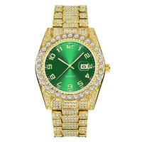 original brand 3583 diamond hip hop watches men fashion alloy golden vintage date quartz wristwatch montres de marque de luxe