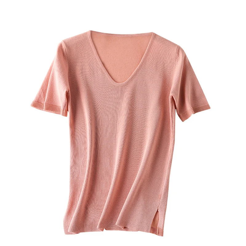 ASLTW Women T-shirt New Arrivals Summer Short Sleeve Woman Clothes Tops Ice silk Soft Thin Knitted Vintage Female Tee Shirt | Женская