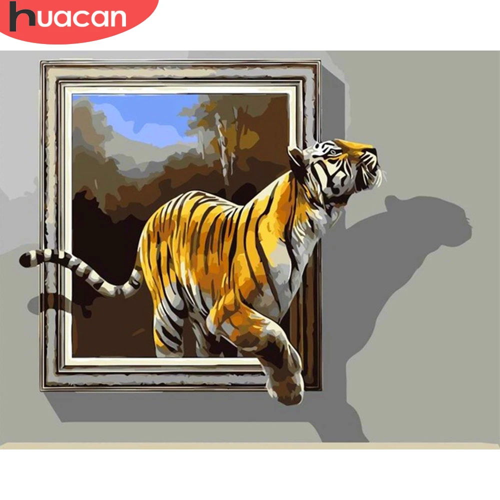 

HUACAN картина маслом по номерам животные тигр рисунок на холсте Ручная роспись искусство подарок DIY картина по номерам комплекты, украшение д...