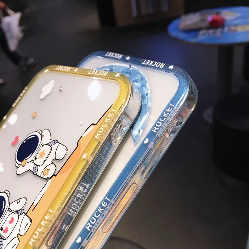 cute anime space astronaut clear phone case for iphone 7 8 plus x xs se 202 13 12 11 pro max xr soft tpu smiley shockproof cover free global shipping