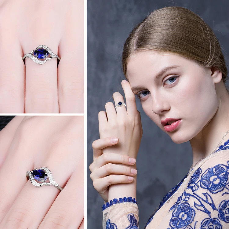 Jewelrypalace 1.1ct создан синий сапфир себе кольцо стерлингового серебра 925 silverfine ювелирные изделия Новогодний подарок для Для женщин Лидер продаж