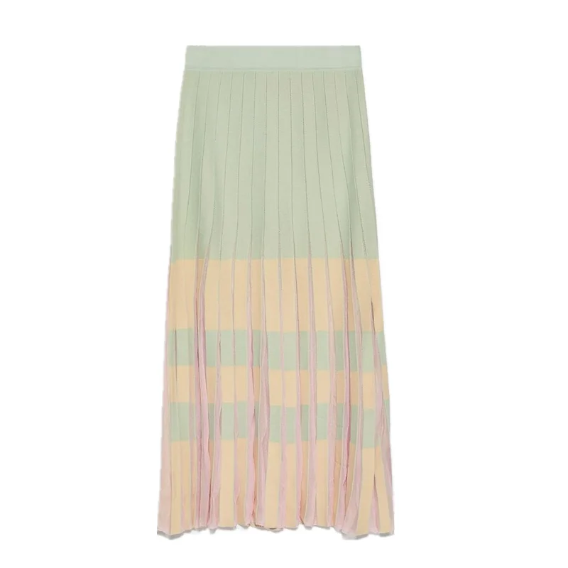 

Fashion Sweater Sets 2020 Women's Autumn New Two Piece Set Vintage Crop Top Knitted 2 Piece Knit Shirt + Midi Pleated Skirt Set