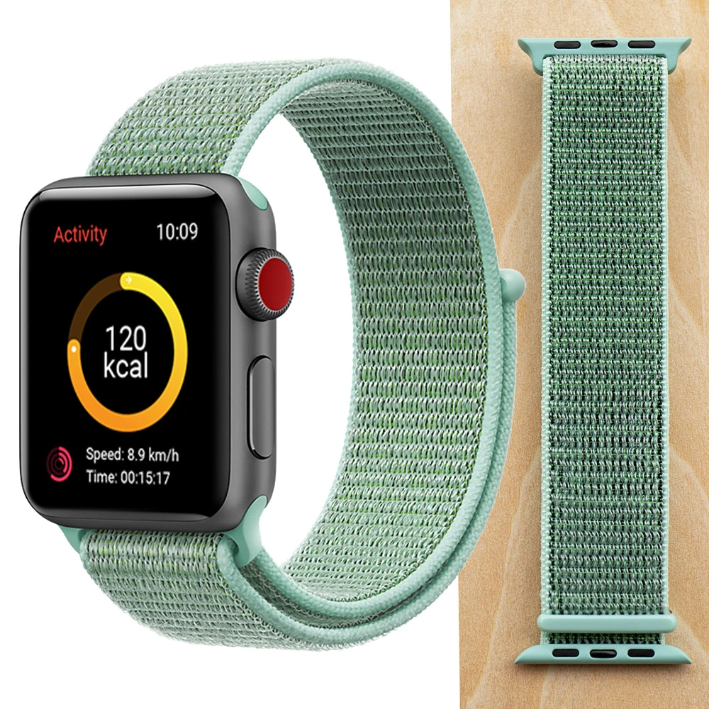 Marine Green Новая высококачественная нейлоновая Спортивная петля для Apple Watch band Series 4 3 2 1 мягкий дышащий тканый ремешок 44 мм iwatch 42 мм 38 - Цвет ремешка: Marine Green