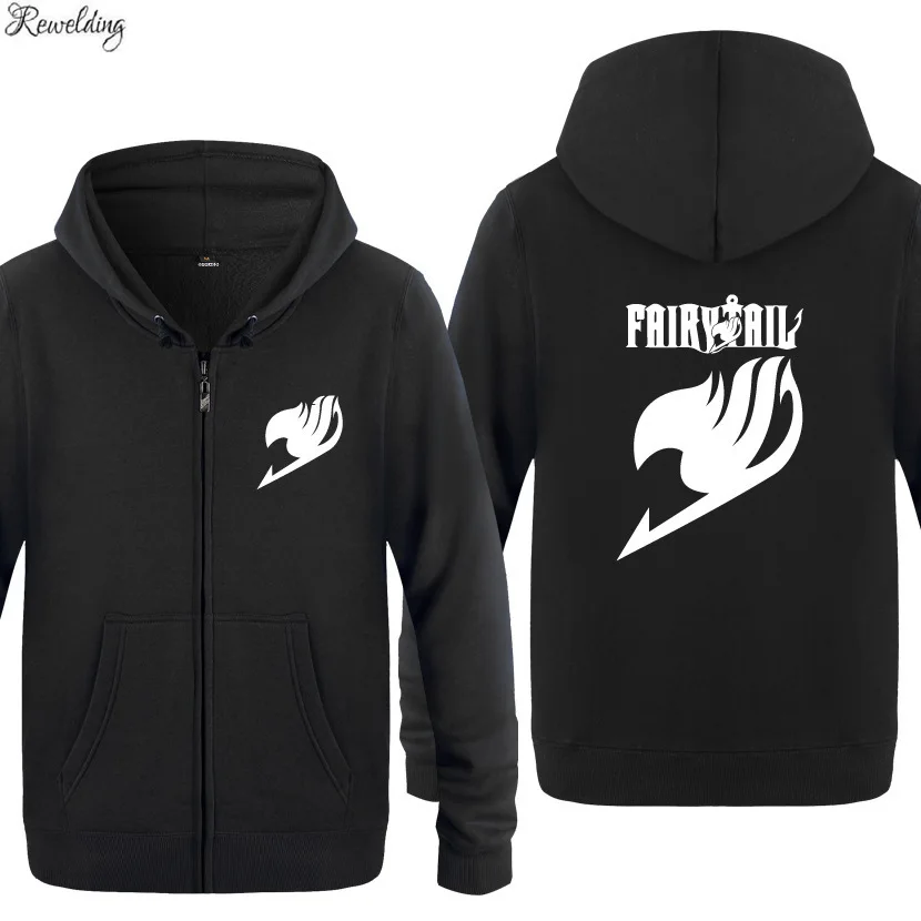 

Fairy Tail толстовки с принтом для мужчин в стиле аниме на флисе с длинными рукавами куртка на молнии свитер с капюшоном пальто на зиму, спортивн...