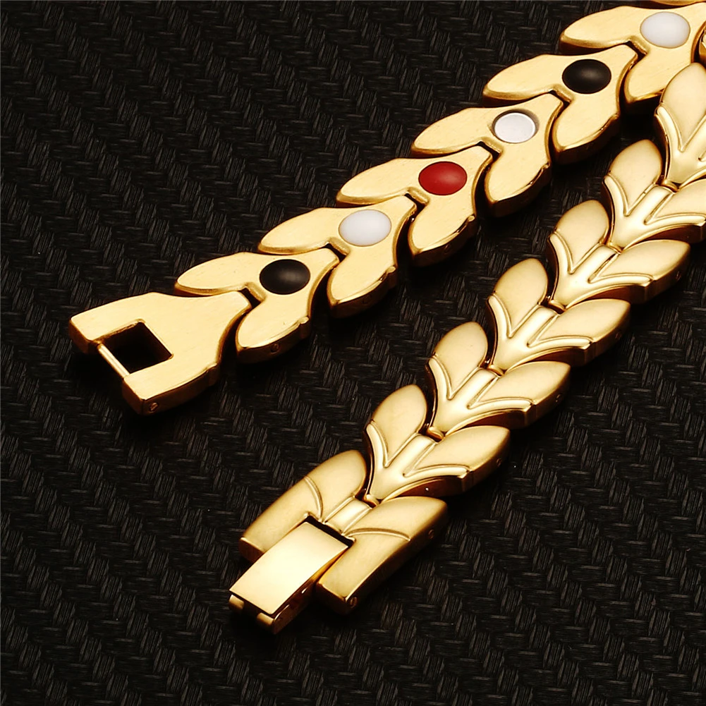 NHGBFT форма листа золотой цвет здоровья магнитные браслеты для женщин мужские