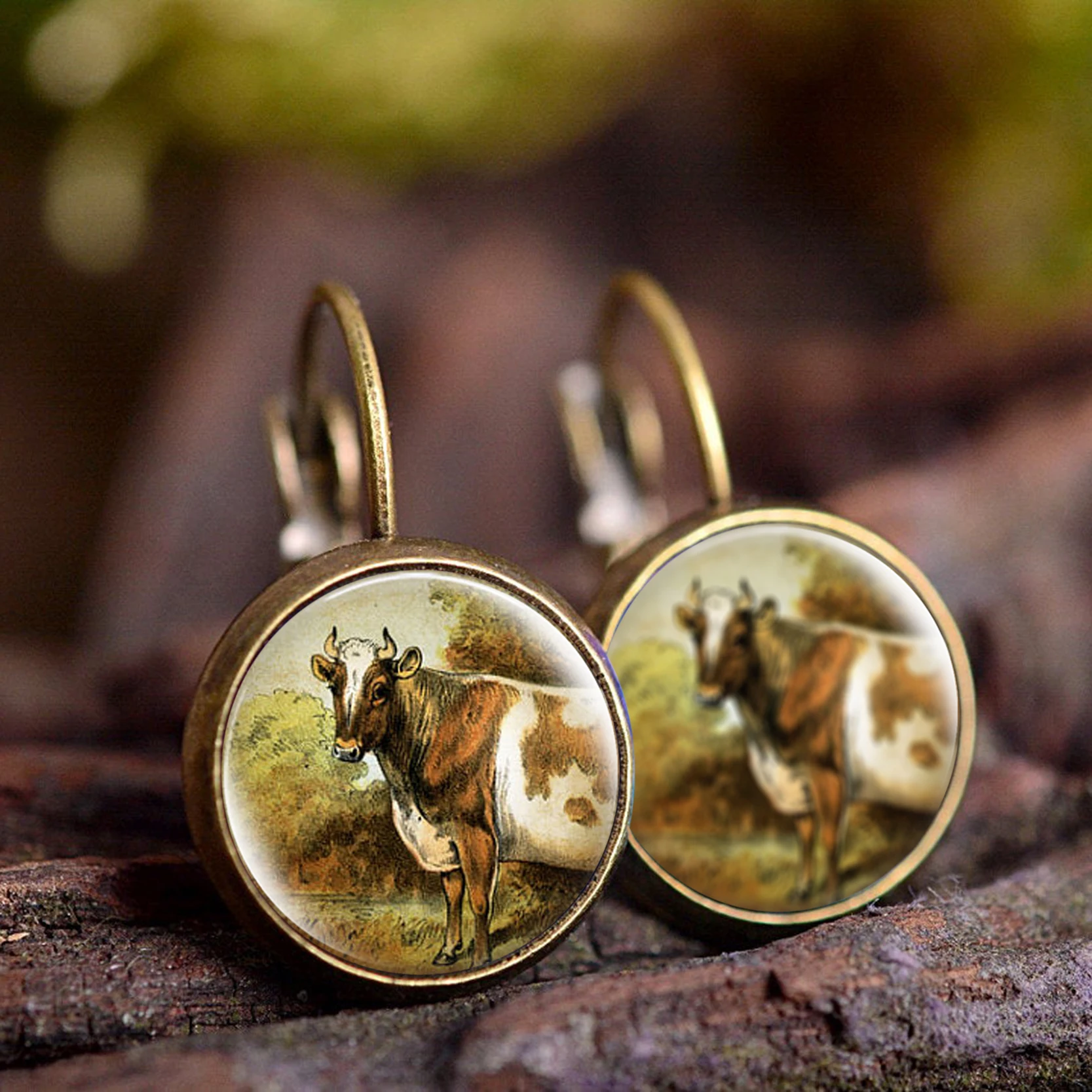 Стеклянные серьги с кабошоном комикс рыба сова пчела модные художественные