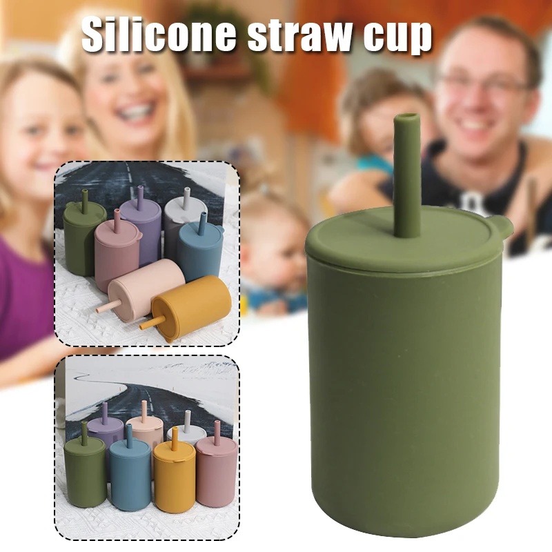 

Cover Silicone Training Cup with Straw Leak Proof Lid Applicable Spill Proof Sippy Cup For Kids STSF666