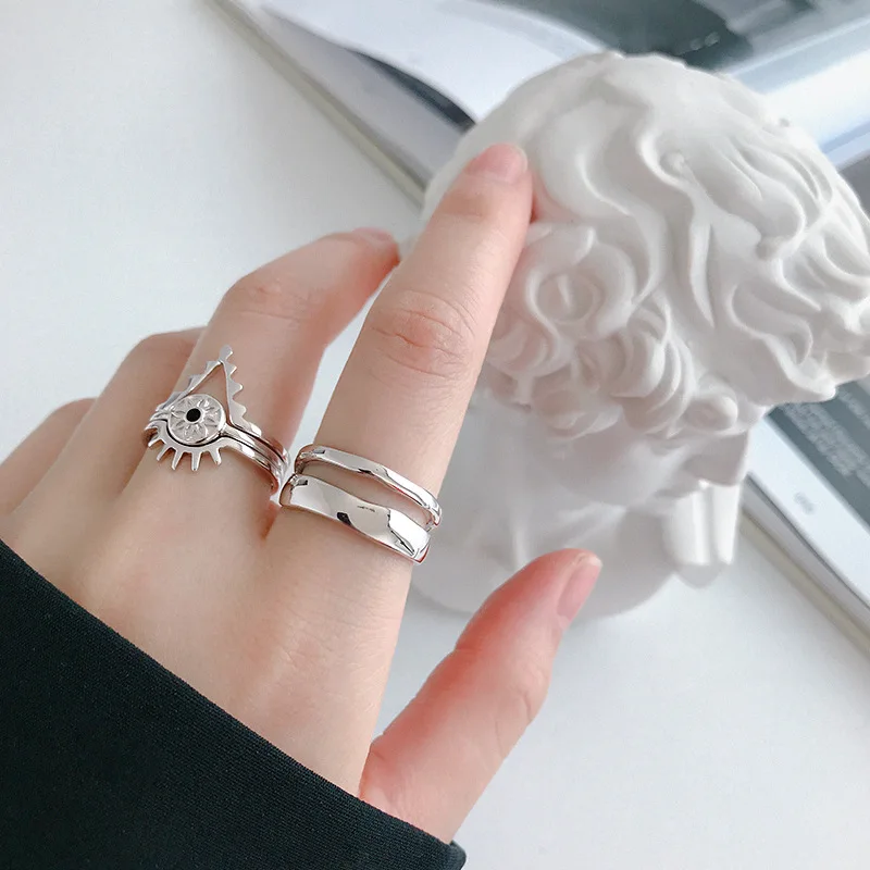Kinel 925 пробы Серебряное Открытое кольцо Normcore INS необычная линия Двухслойное
