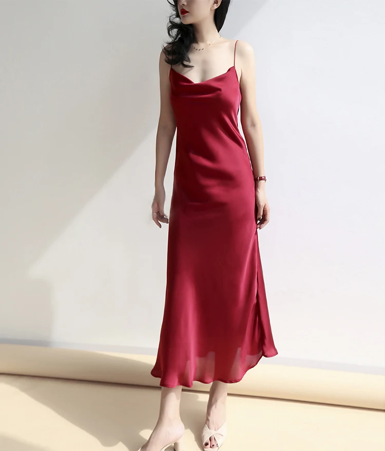 Платье женское Атласное Вечернее на бретелях-спагетти элегантный вечерний