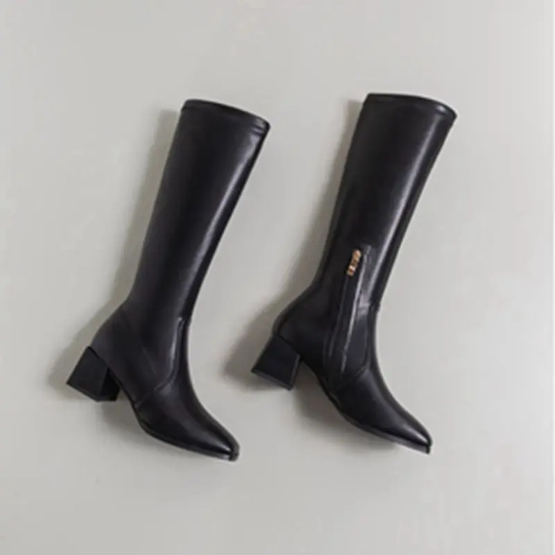

2021 High Heel Pointed Soft Elastic Super Fiber Skinny Boots-9808