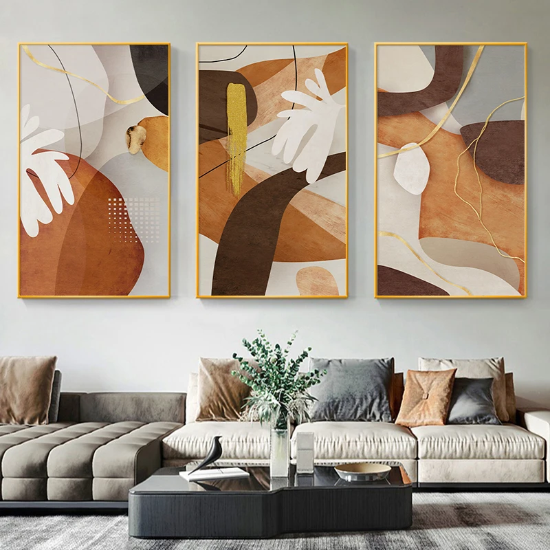 

Abstract brown orange canvas paitning posters prints modern Minimalist wall art home decoration pictures for living room bedroom