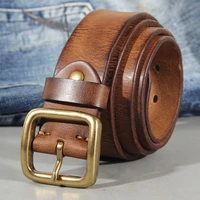 mens copper buckle handmade the first pure cow leather retro complete with casual 3 8cm jeans soft belt brown black luxury