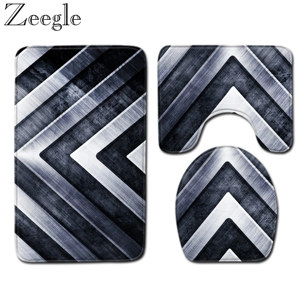 Zeegle 3 шт. Ванная комната ковролин набор печатных нескользящий коврик для ванной