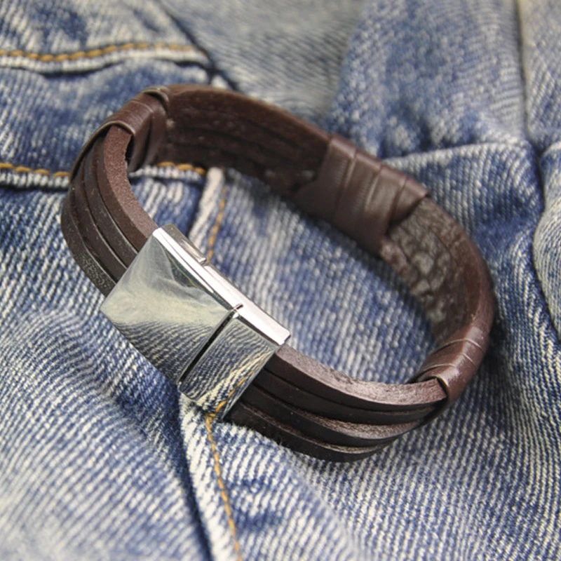 Многослойные кожаные браслеты для женщин женские с магнитной застежкой в стиле