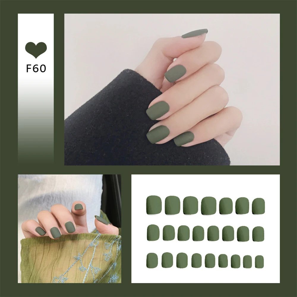 

TXD 24 Pieces/set of short wear nail art matte matte fake nail pieces finished nail piece nail art