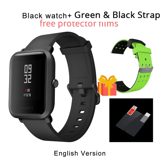 black a green strap 1 год гарантии Amazfit Bip Lite Смарт-часы, глобальная версия, 45 дней Срок службы батареи 3ATM в соответствии со стандартом водонепроницаемости Smartwatch для Xiaomi - Цвет: black a green strap