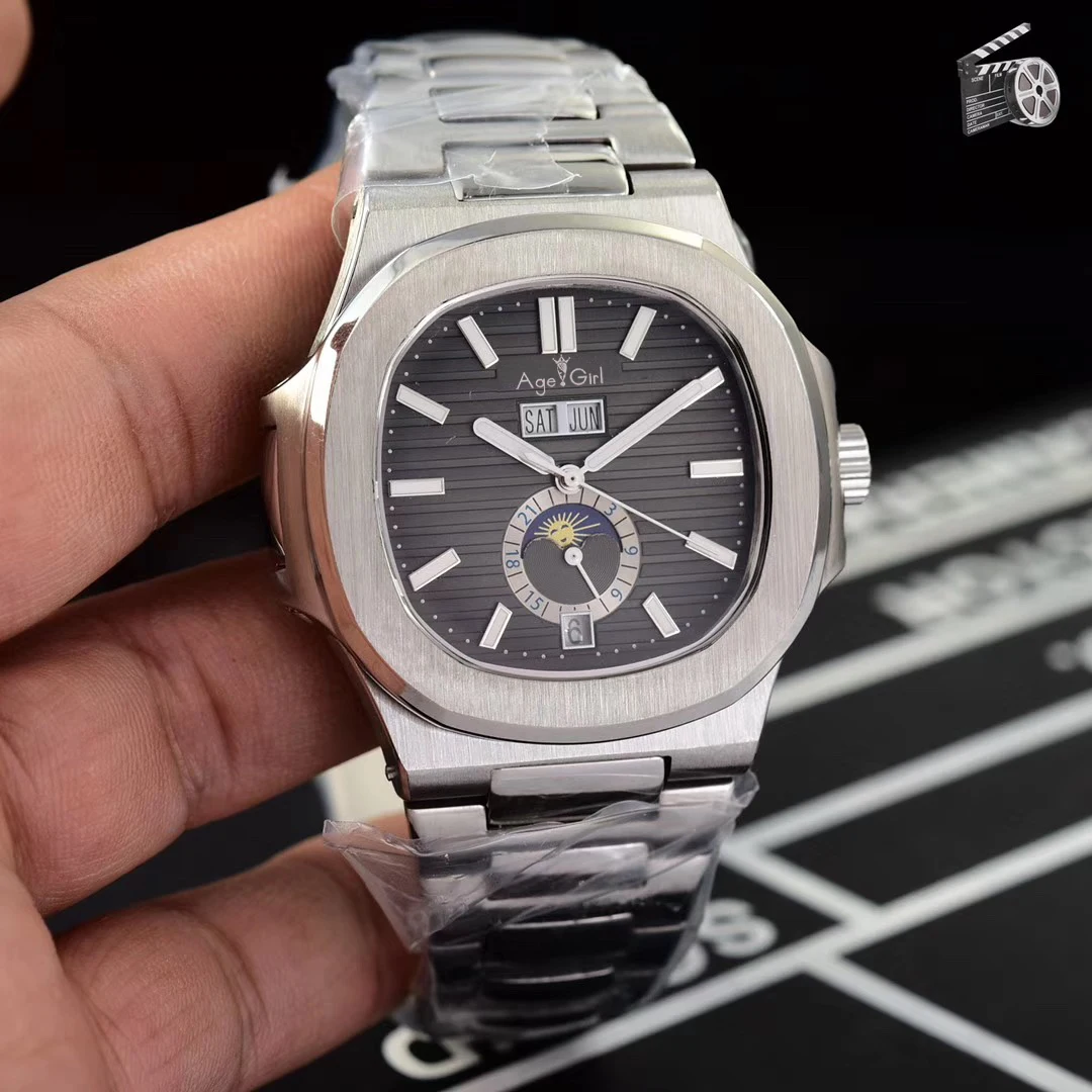 

Classic New Automatic Mechanical Men Watch Sapphire DayDate Transparent Silver MoonPhase Watches Black Blue Multi-function