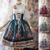 womens lolita dresses cosplay floral print off the shoulder lovely knee length dress