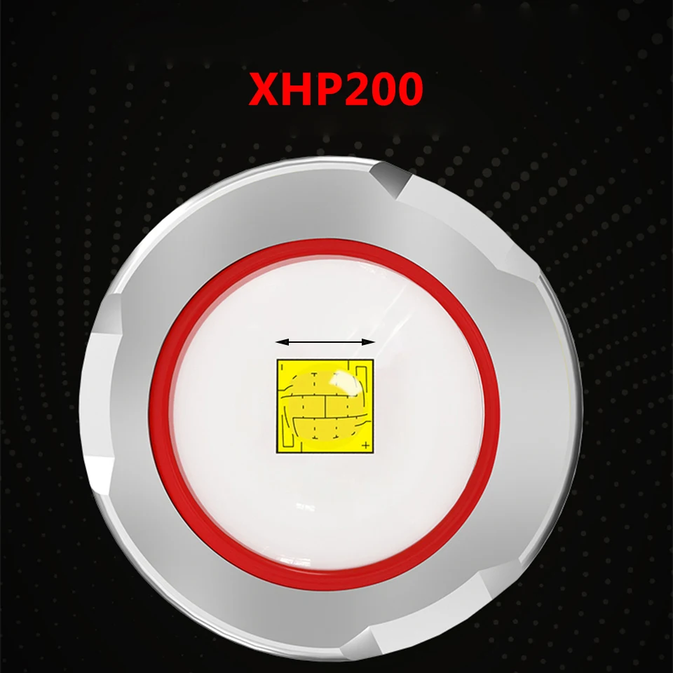 Самый яркий светодиодный фонарик XHP200 18650 лм мощный с функцией освещения