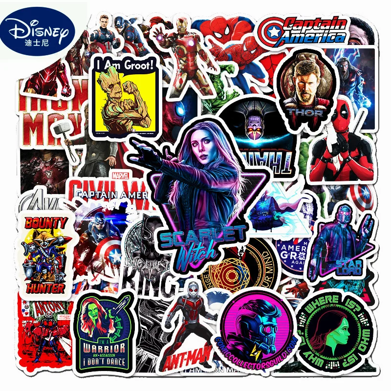 

50PCS Disney Marvel The Avengers Stickers Cool Anime Laptop Guitar Luggage Skateboard Waterproof Graffiti Sticker Kids Toys