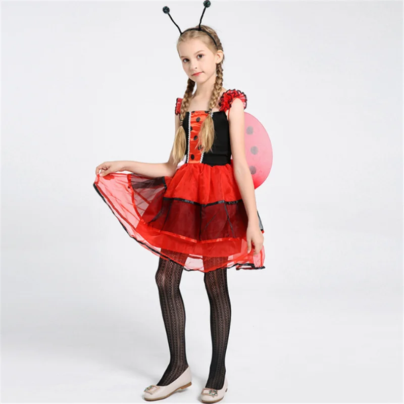 

2019 Fashion Children Animal Cosplay Costume For Games Girls Party Costume For Halloween Coccinella Septempunctata Dress