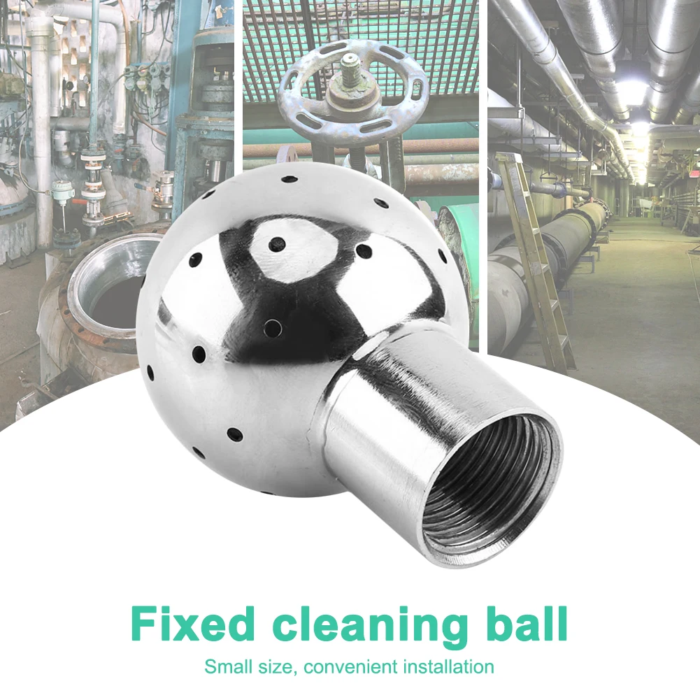 

DN15 0.5inch Pipe Fittings Tank Cleaning Ball Fix Rotary Spray Durable Easy Install Thread Stainless Steel Small Clamp Wide Use