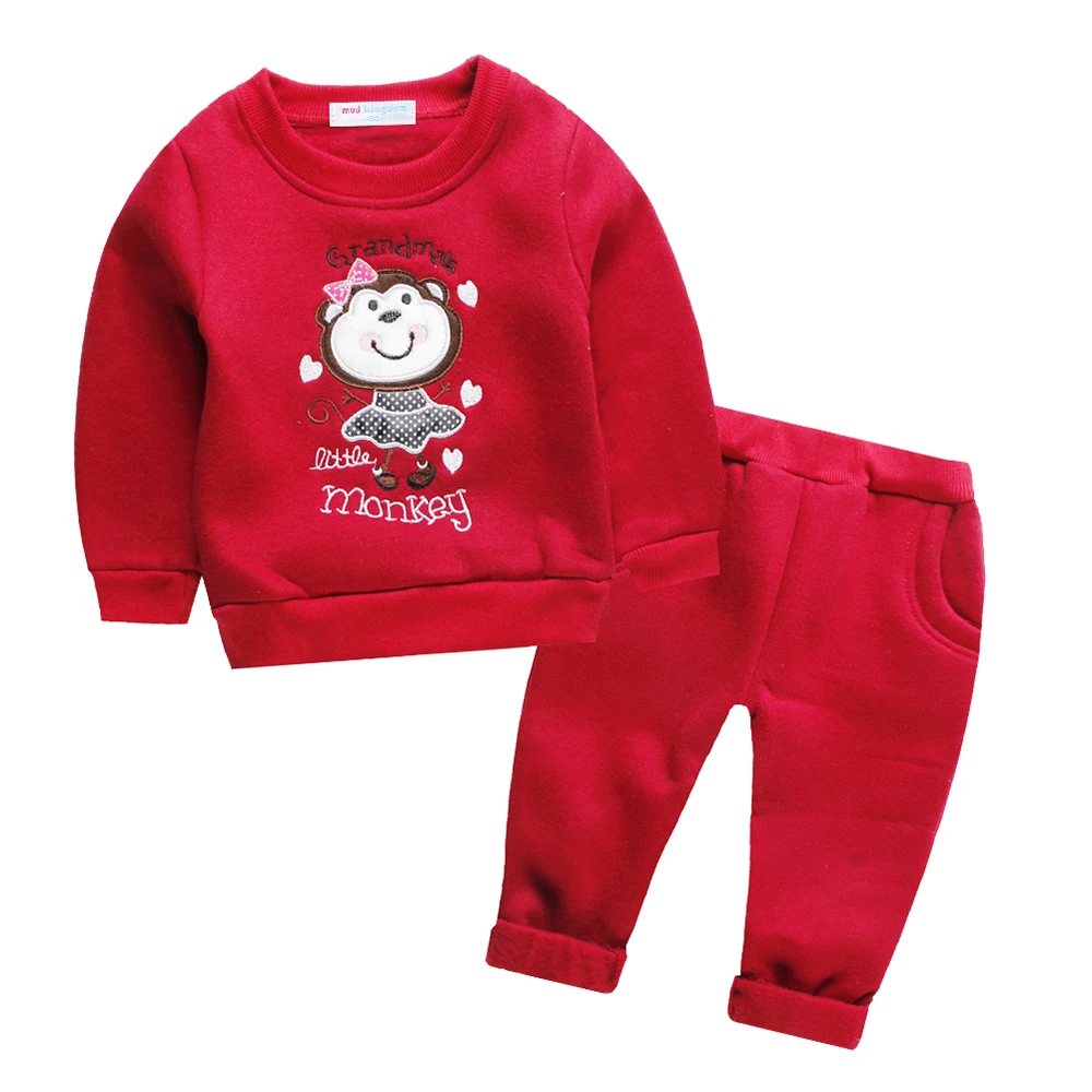 

LittleSpring Toddler Boys Girls Casual Outfits Fleece Warm Embroidery Autumn Winter Clothes for Kids