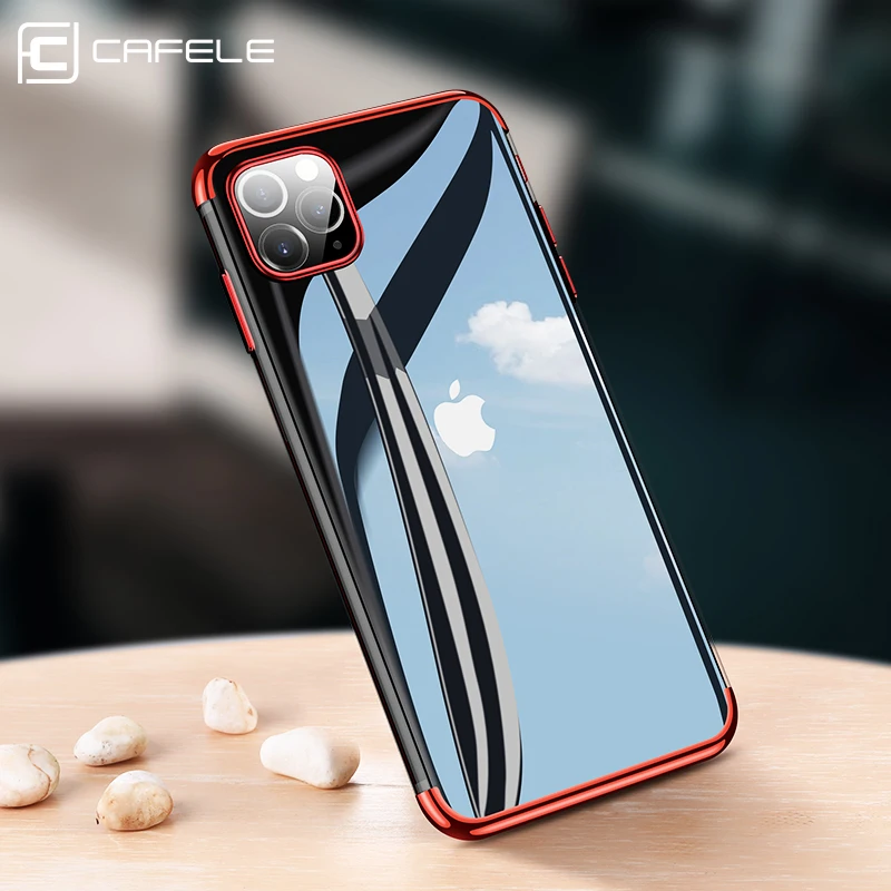 

Cafele Phone Case Soft Square Phone Cover Plating Metal Clear Back Cover Full coverage Support Wireless Charge For Iphone