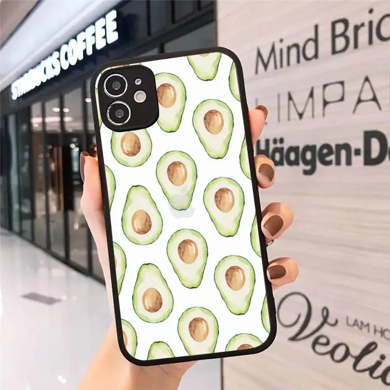 

Fruit Avocado Phone Case Matte Transparent for iPhone 7 8 11 12 s mini pro X XS XR MAX Plus cover funda