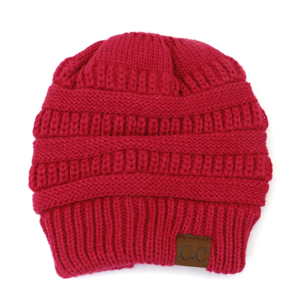 Зимние полосатые шапки-бини для мужчин и женщин однотонные шерстяные вязаные