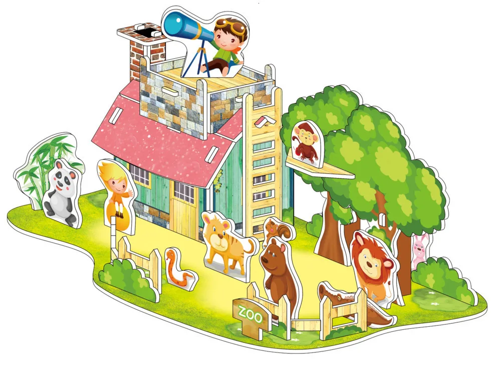 DIY 3D бумажная головоломка строительная модель развивающие игрушки для детей