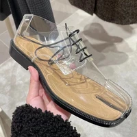 flats shoes for women transparent lace up casual brogue shoes 2021 springautumn korean style platform boat shoes woman loafers