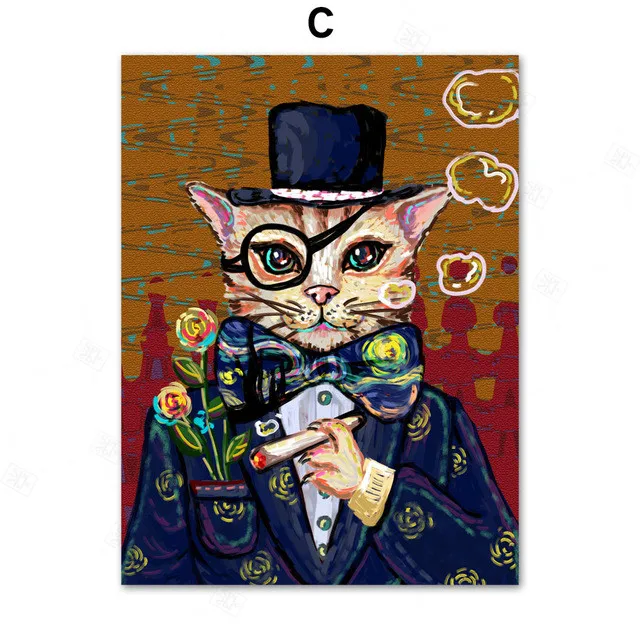 

Wall Art Canvas Painting Cat Famous Oil Painting Vintage Nordic Posters and Prints Decoration Wall Pictures for Living Room