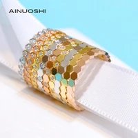 ainuoshi 18k gold unique honeycomb real full diamond wedding engagement ring for women exclusively handcrafted fine jewelry gift