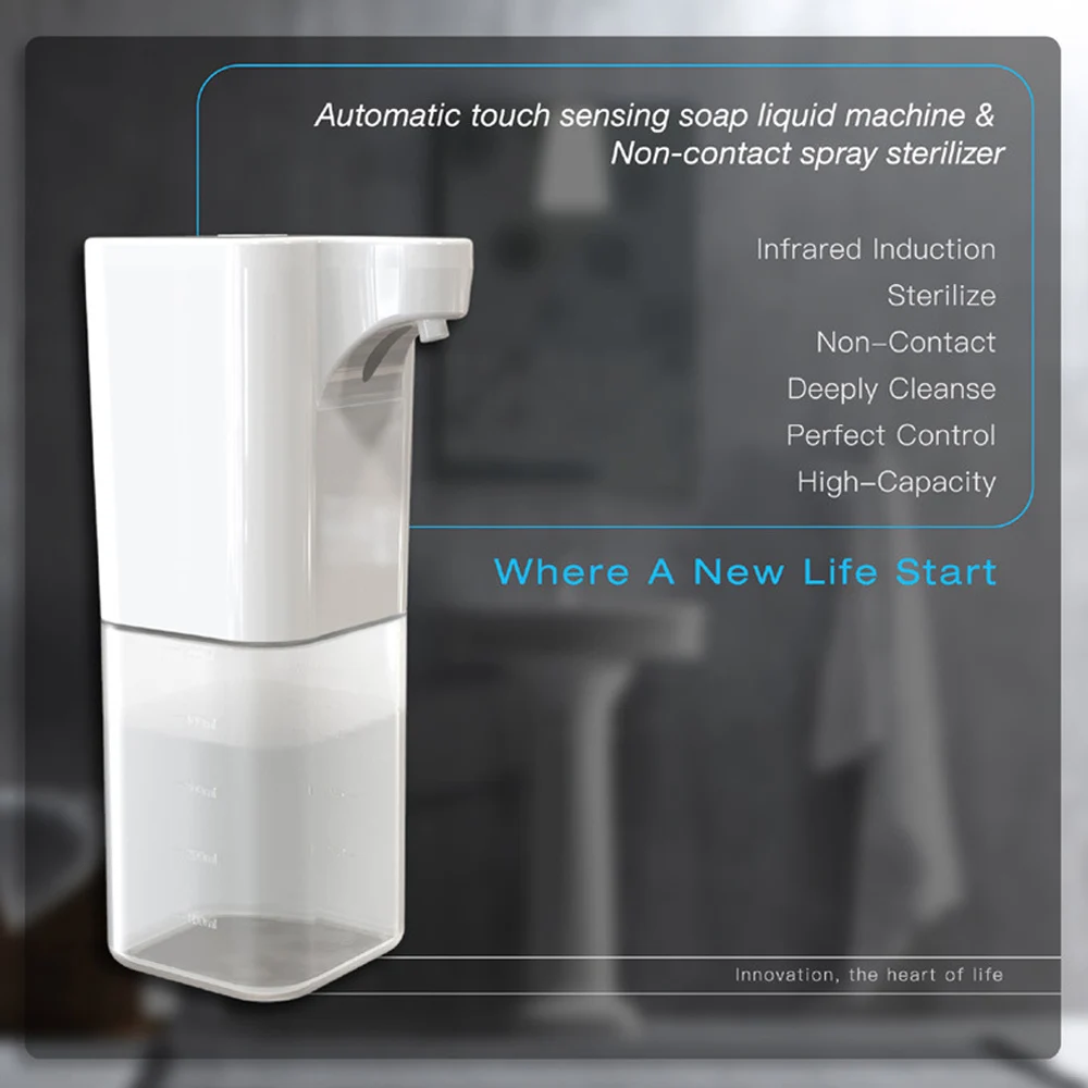 

2 IN 1 Hand Sanitizer Compatible with Foam and Alcohol Spray Intelligent Automatic Liquid Soap Dispenser Induction Foaming Tool