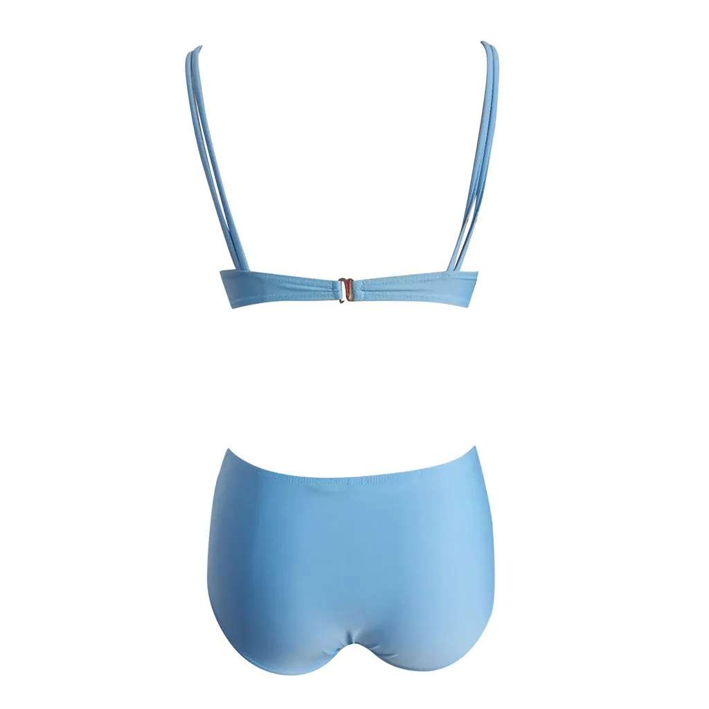 

High Waist Bikini 2021 Swimsuit Solid Color Swimwear Women Bikini Set Bather Bathing Suit Beach Wear Female Brazilian Monokini