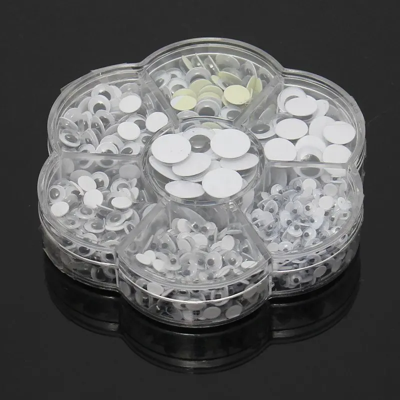

New 700Pcs/Box 7 Sizes DIY Round Self-adhesive Wiggly Googly Eyes For Doll Toy