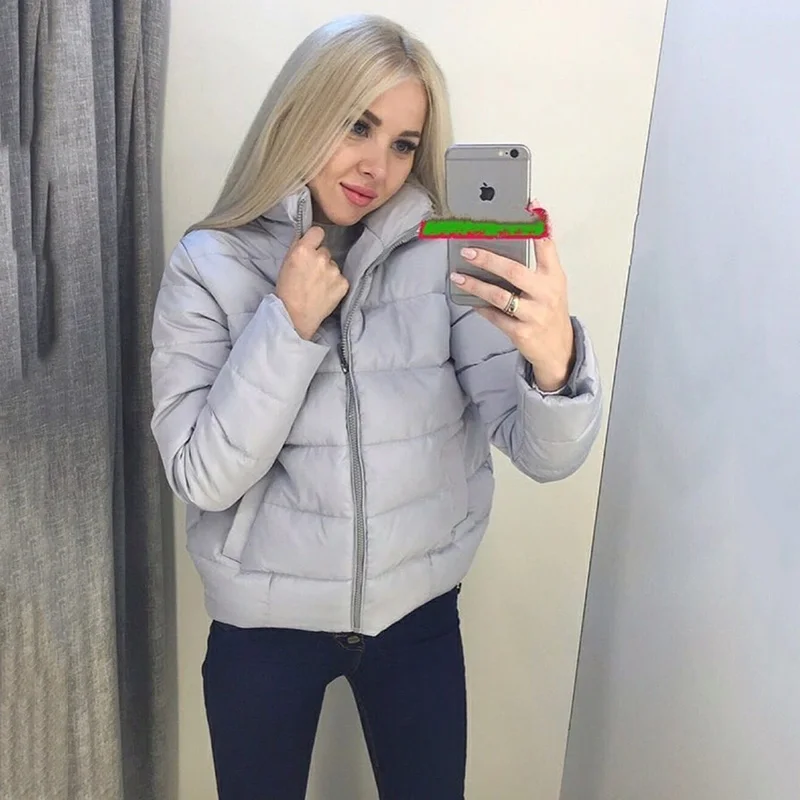 

2020 Women Winter Short Parkas Fashion Down Cotton Jacket Casual Black Standard Collar Bubble Coat Autumn Female Puffer Jackets