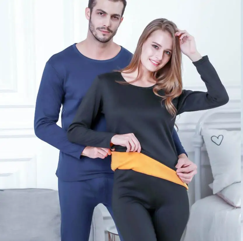 Thermo Underwear Velvet Thick O Neck Warm Thermal Underwear for Women Suit Camiseta Termica Mujer Long Johns Men Camisa Termica