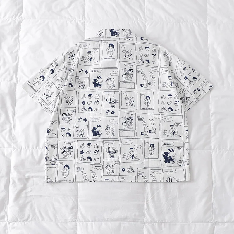 

Japanese Harajuku Vintage graffiti hand-painted Print Loose Short-sleeved Shirt top Student Female Summer Blouses Shirts Tops