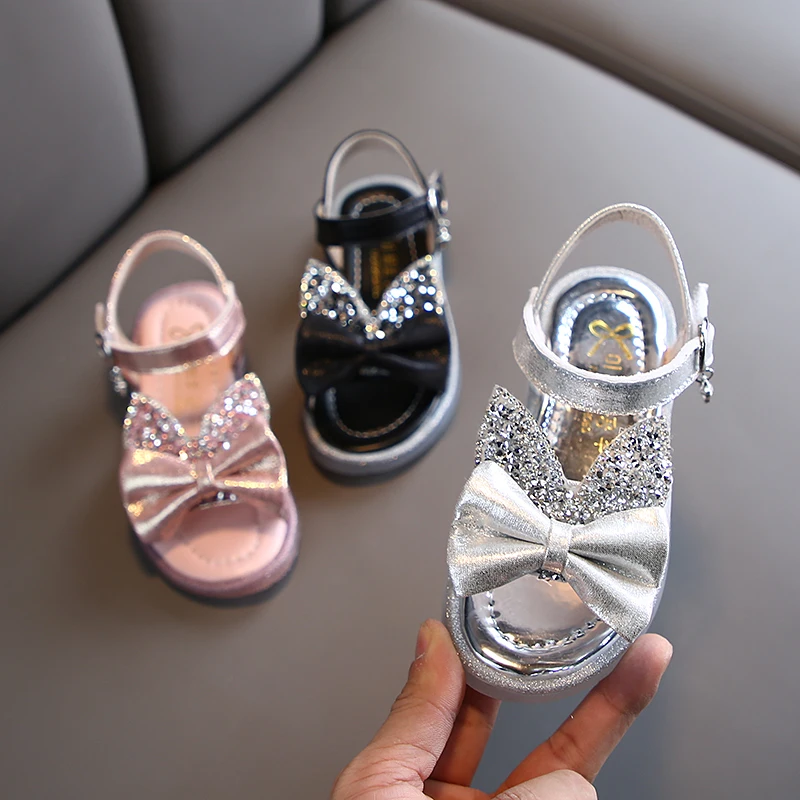 Сандалии с бантом для девочек новинка 2020 летняя детская обувь из искусственной